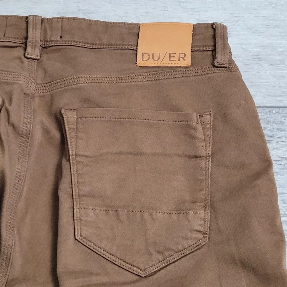 👖DU/ER DUER Pants Mens 34x32 Tan-Camel N2X Relaxed Taper Performance Stretch